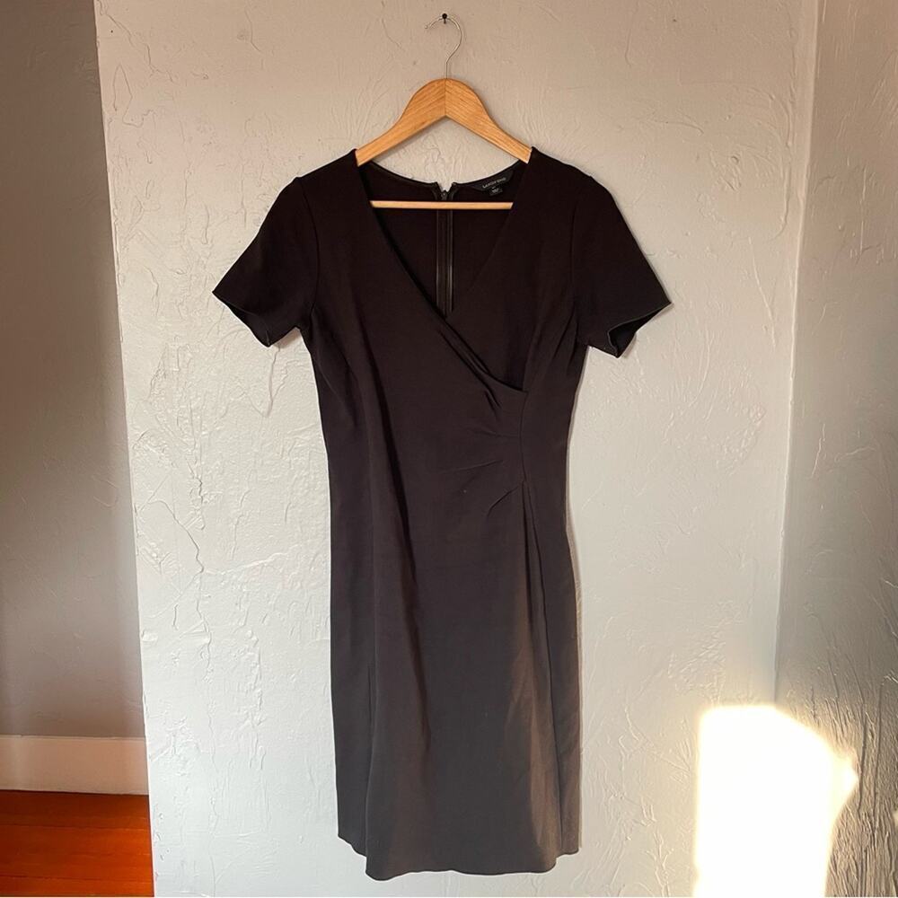 Lands' End Classic Form Fitting Black Career Workwear Cocktail Dress size 4P